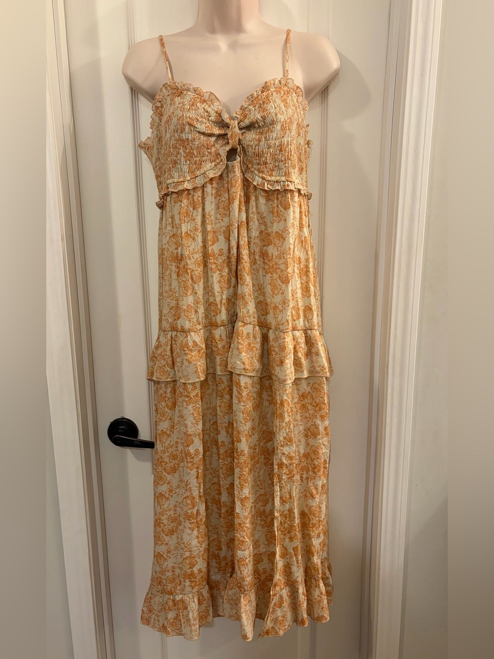Trixxi Yellow Floral Maxi Dress with Ruffle Details